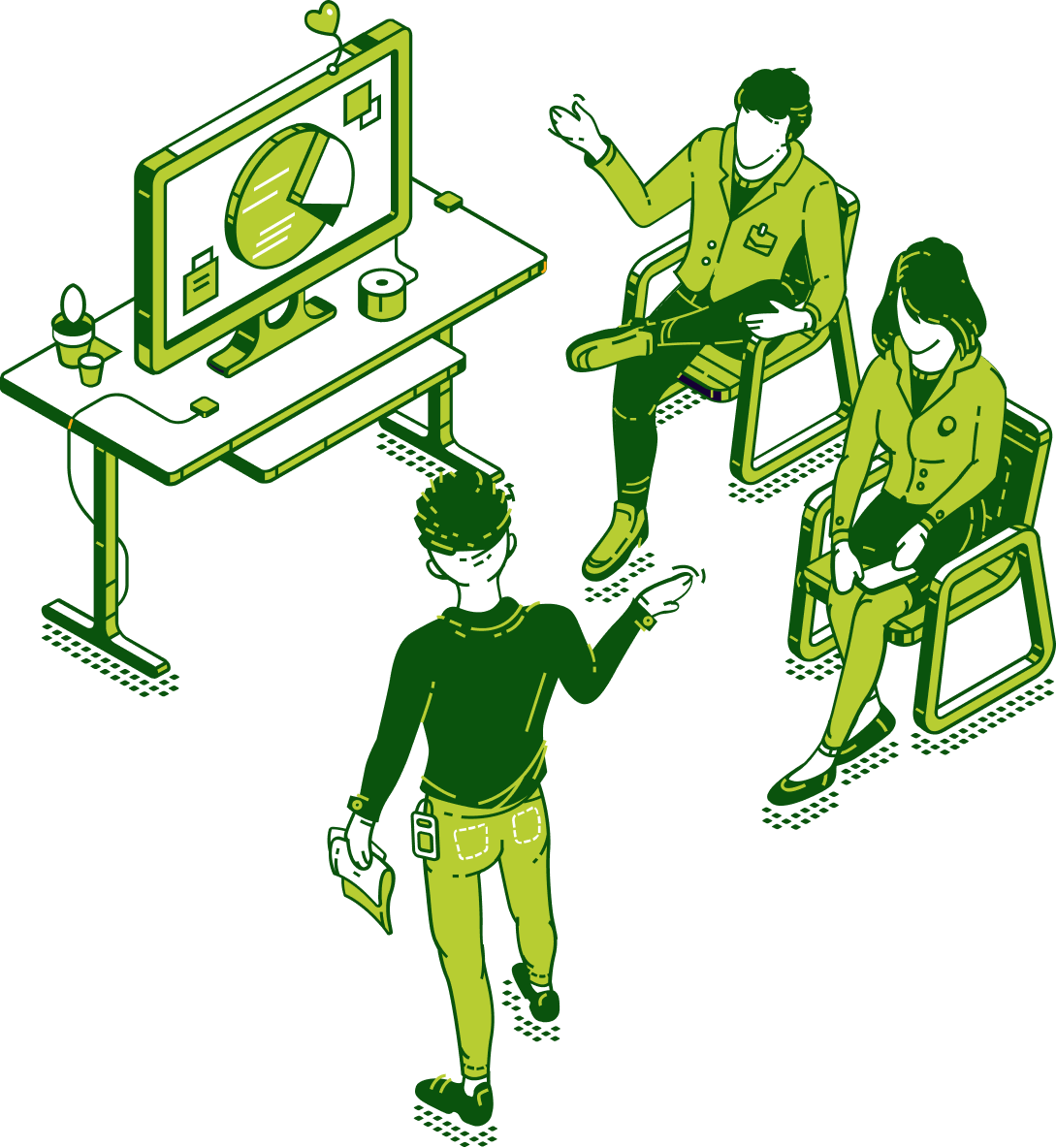 Illustration of an applicant undergoing assessment for academy selection